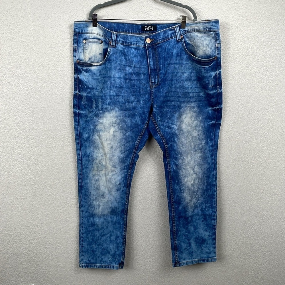 Refuel Denim Faded Acid Wash Jeans Blue Sz 46x32